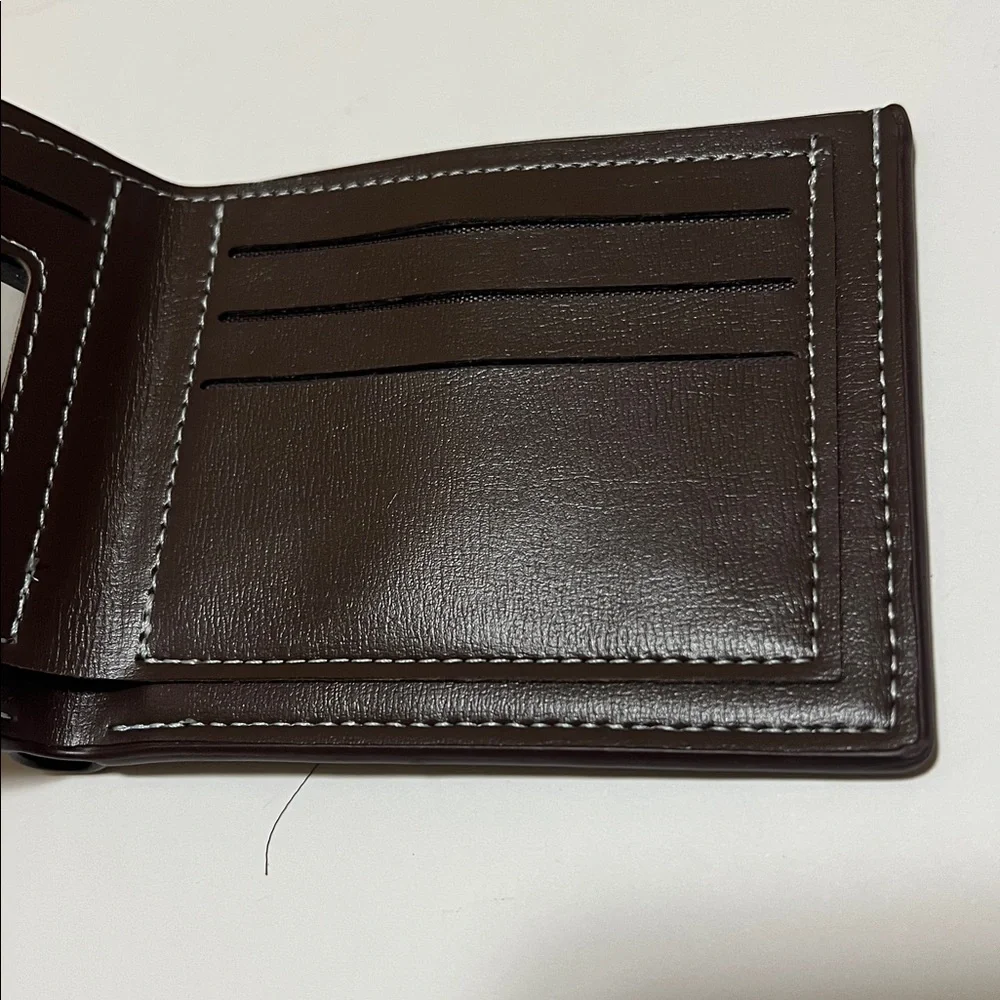 Men's Brown Pu Leather Thin Style Folding Wallet - Picture 5 of 6